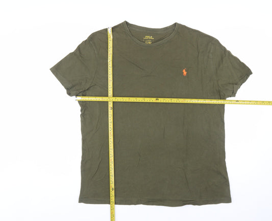 Polo Ralph Lauren Men's Khaki Green Short Sleeve Crew Neck T-Shirt Size L Classic Fit