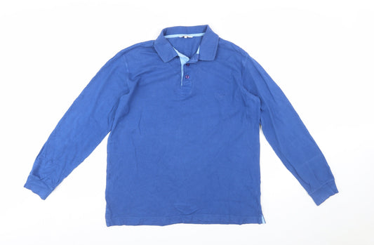 Cotton Traders Men's Blue Long Sleeve Polo Shirt Size S