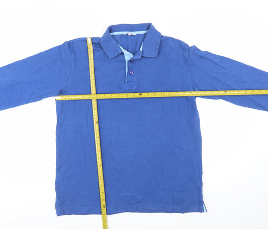 Cotton Traders Men's Blue Long Sleeve Polo Shirt Size S