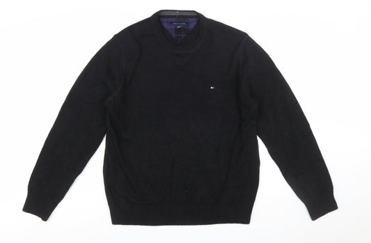 Tommy Hilfiger Men’s Black Cotton Crew Neck Jumper L
