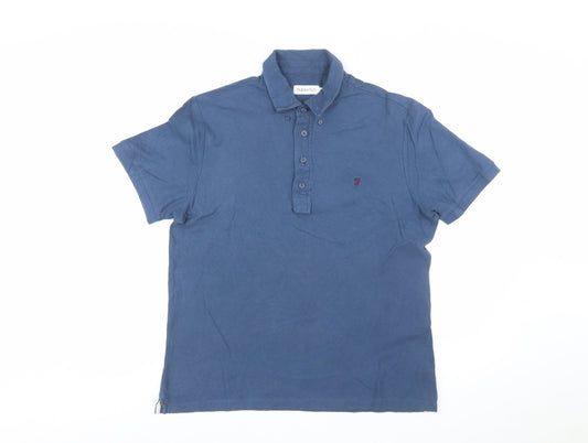 Farah 1920 Men's Blue Cotton Polo Shirt M Regular Fit