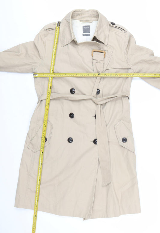 Gap Women’s Beige Cotton Trench Coat Belted Long Size S
