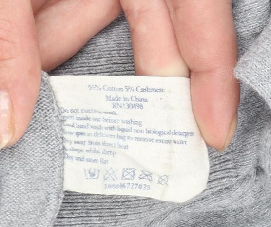 Jack Wills Men's Grey Cotton Cashmere V-Neck Jumper Size M