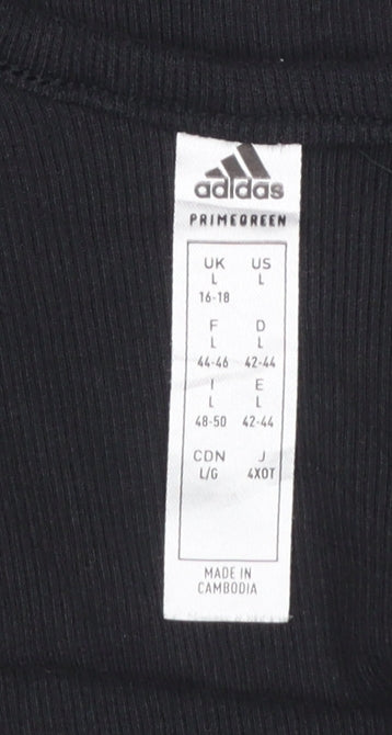 Adidas Women Black L Cropped Tank Top Athletic Activewear