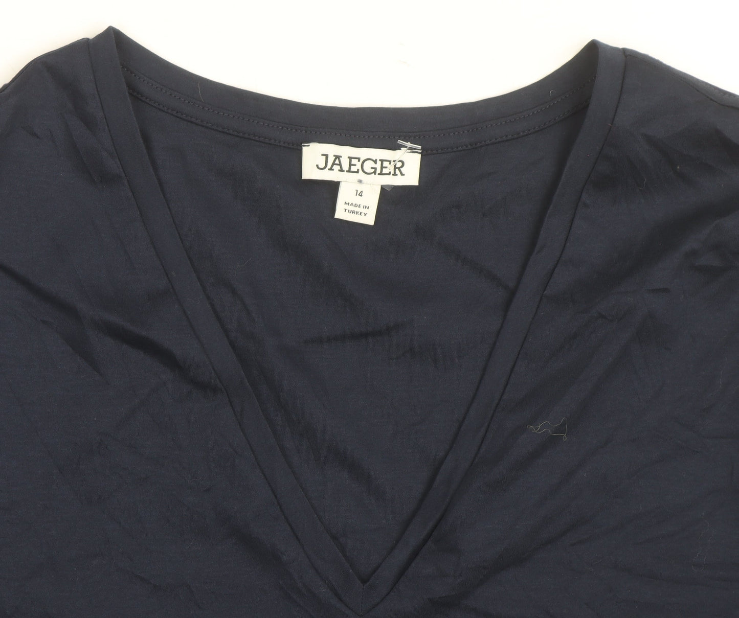 Jaeger Women’s Blue V-Neck Cotton Jersey T-Shirt Size 14