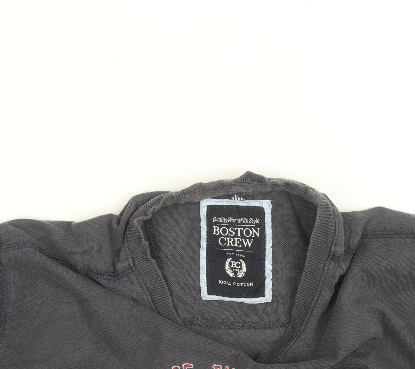 Boston Crew Men's Grey Cotton Cycling Graphic T-Shirt Size L