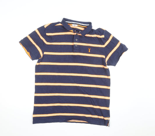 Next Men’s Blue Striped Regular Fit Cotton Polo Shirt M