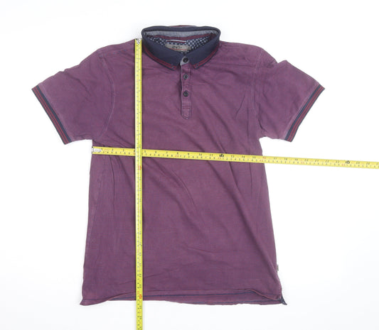 Jeff Banks Men's Purple Striped Cotton Polo Shirt Size S