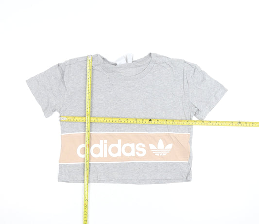 Adidas Women’s Grey Cropped T-Shirt Size 10 Casual Sports Style