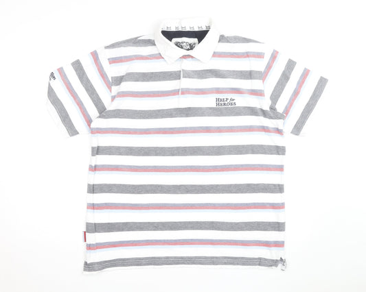 Cotton Traders Men’s Multicoloured Striped Polo Shirt Size M