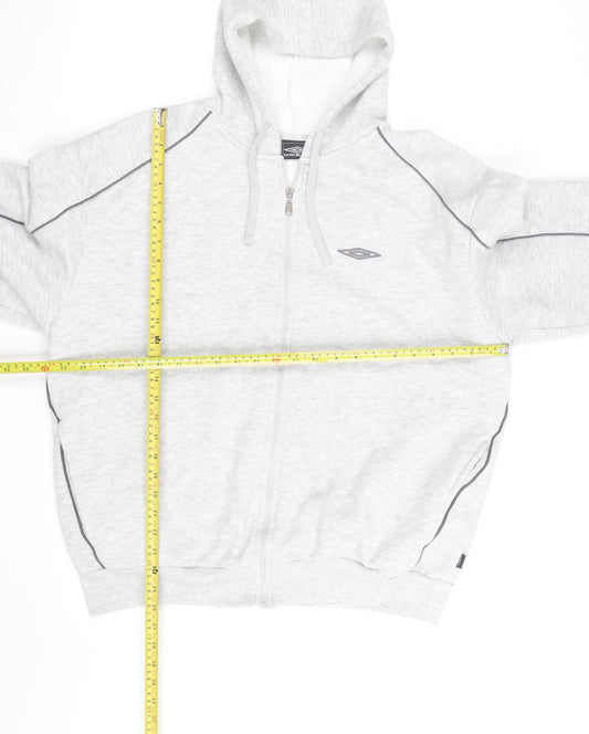 Umbro Men's Grey XL Full Zip Fleece Hoodie Sweatshirt