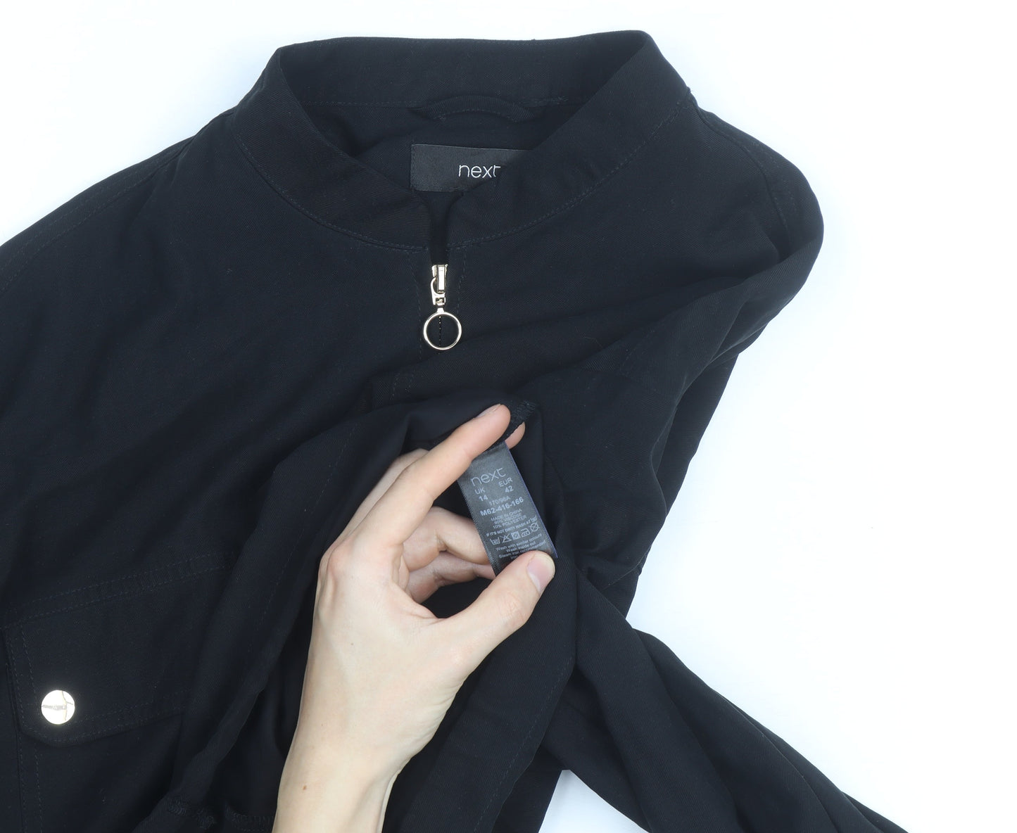 Next Women's Black Bomber Jacket Size 14 Lightweight Casual