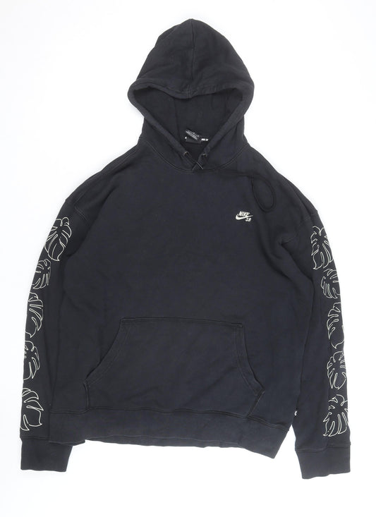 Nike SB Men's Black XL Pullover Hoodie with Logo Print Sleeves