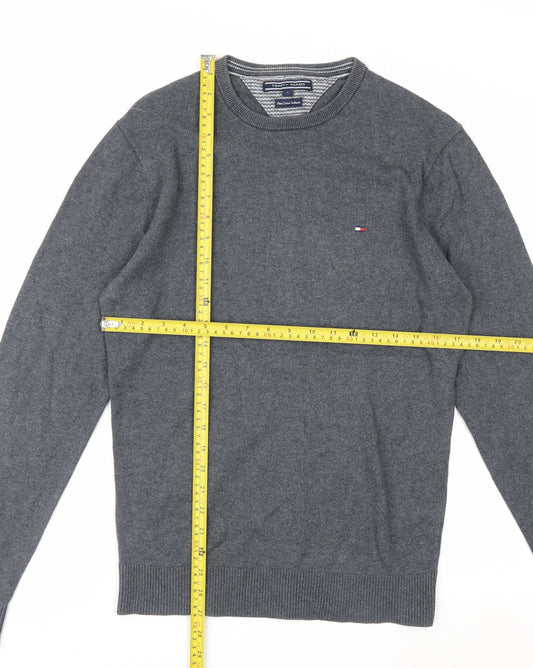 Tommy Hilfiger Men's Grey Cotton Cashmere Crew Neck Jumper Size S