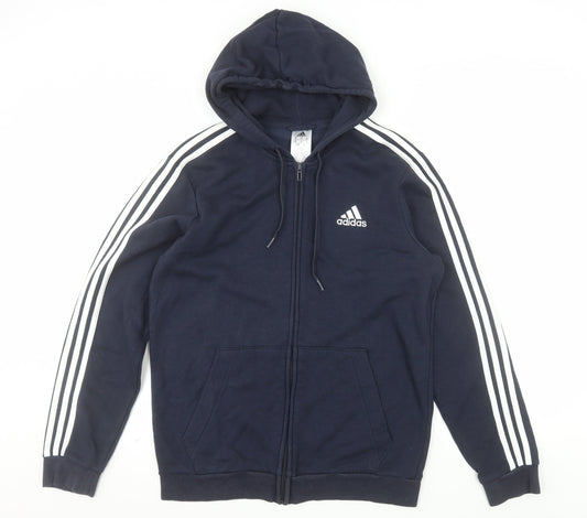 Adidas Men's Blue Full Zip Hoodie M Classic Sports Style
