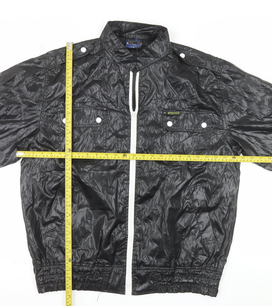 Mecca Men's Black Bomber Jacket L Stand-Up Collar Full Zip