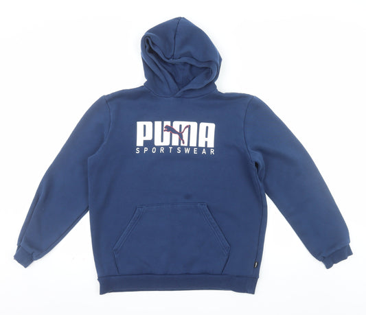 Puma Boys Blue 15-16 Years Pullover Hoodie with Graphic Print