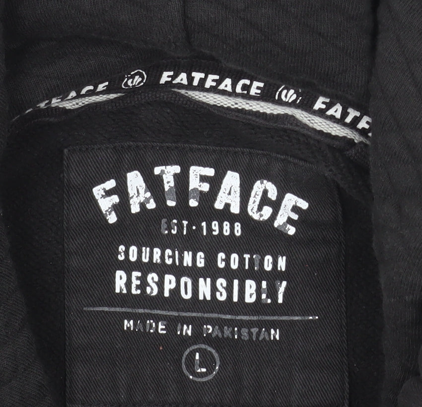 FatFace Mens Black Full Zip Cotton Hoodie L Regular Fit