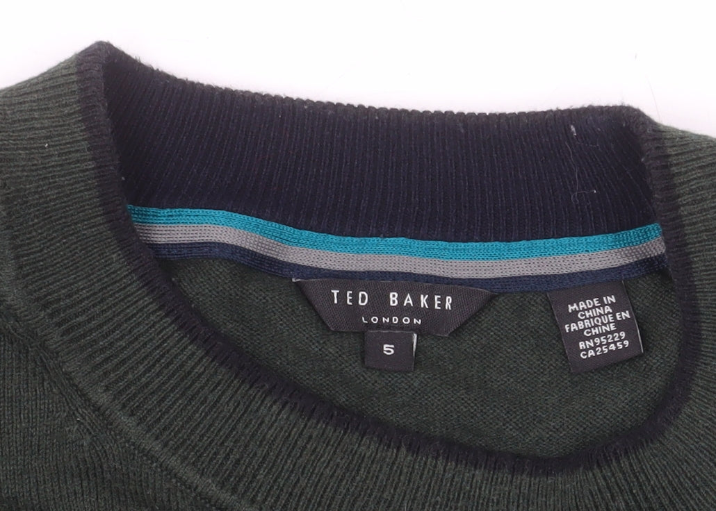 Ted Baker Men's Green Cotton Crew Neck Pullover Jumper Size L