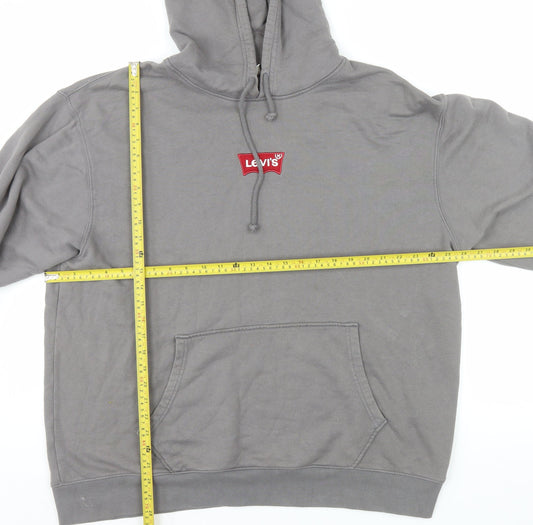 Levi's Men's Grey XL Relaxed Fit Pullover Hoodie with Logo