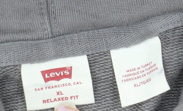 Levi's Men's Grey XL Relaxed Fit Pullover Hoodie with Logo