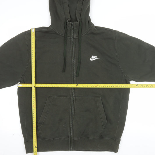 Nike Men's Green Full Zip Hoodie Size M Regular Fit Logo Fleece