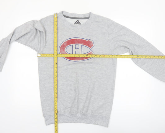 adidas Men’s Grey Graphic Crew Neck Pullover Sweatshirt Size S