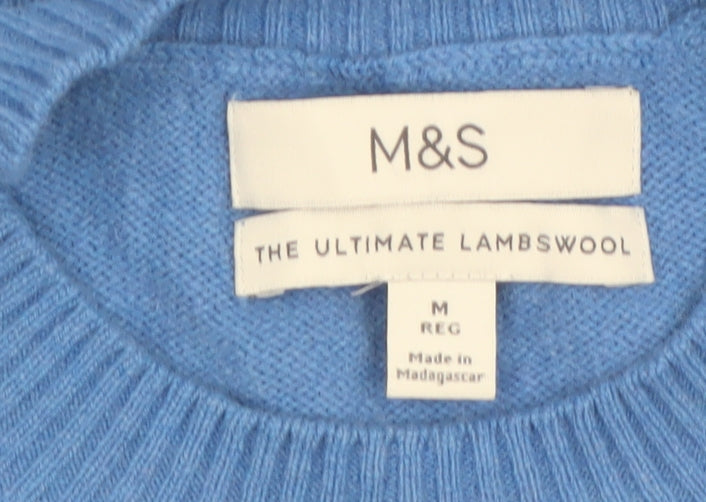 Marks and Spencer Men's Blue Wool Crew Neck Jumper Size M