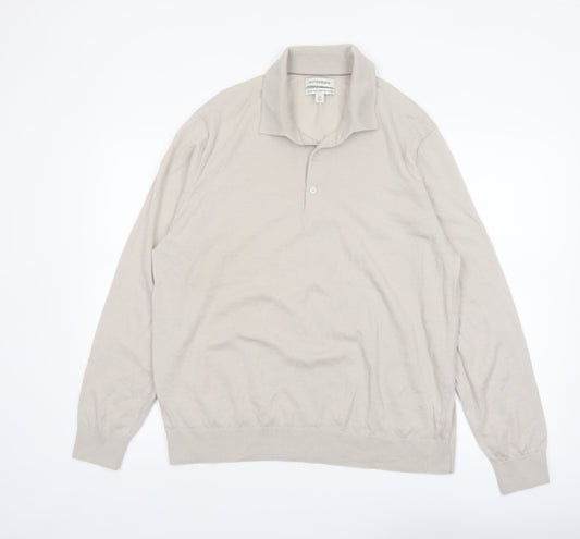 Marks and Spencer Autograph Mens Beige 2XL Wool Collared Pullover Jumper
