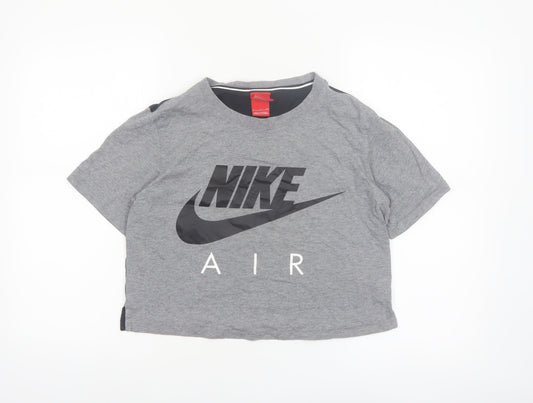 Nike Women’s Grey Cropped Air Logo T-Shirt Size S