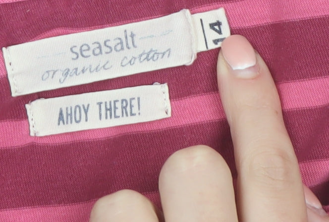 Seasalt Women’s Pink Striped Organic Cotton Long Sleeve Top Size 14