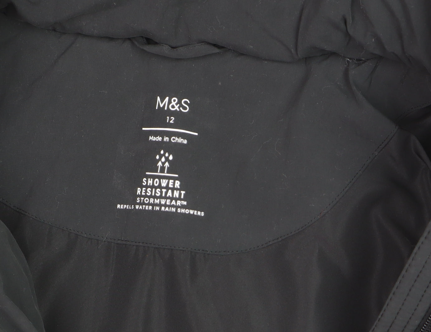 Marks and Spencer Women's Black Size 12 Long Hooded Puffer Coat