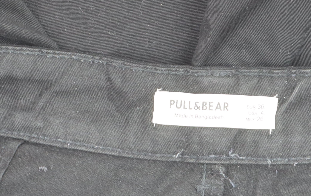Pull & Bear Men's Black Cargo Trousers Size S Regular Cotton