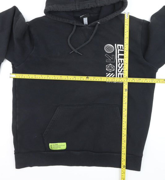 Ellesse Men's Black Pullover Hoodie M Regular Fit Graphic Logo