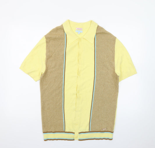 Good Vibes North Pole Contemporary Yellow Retro Men's L Polo Shirt