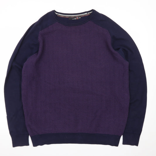Colin Montgomerie Men's Purple 2XL Cotton Blend Crew Neck Jumper