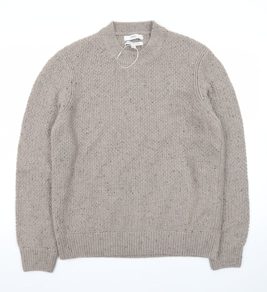 Marks and Spencer Men’s Beige Lambswool Blend Chunky Knit Jumper L