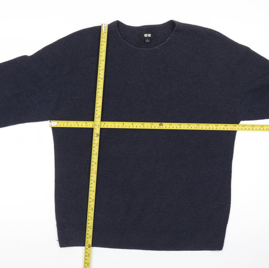 Uniqlo Men Blue Wool Crew Neck Jumper S Regular Fit