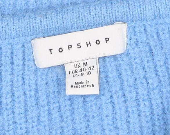 Topshop Women's Blue Chunky Knit Cardigan Size M