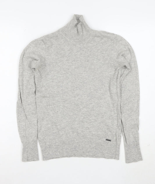 Superdry Women Grey Roll Neck Wool Blend Jumper XS