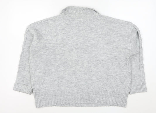 Principles Mens Grey Cable-Knit Collared Pullover Jumper Size M