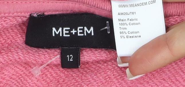 ME+EM Women Pink Cotton Long Sleeve Pullover Sweatshirt Size 12