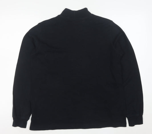 Lands' End Women's Black Mock Neck Long Sleeve Cotton Top Size 10-12