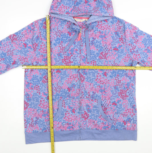 Country Rose Women's Blue Pink Floral Full Zip Hoodie XL