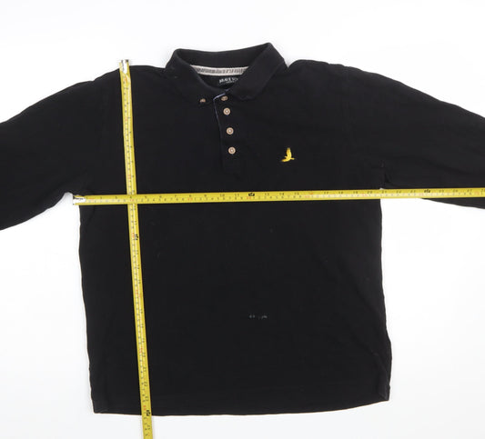 Brave Soul London Men's Black Long Sleeve Cotton Polo L