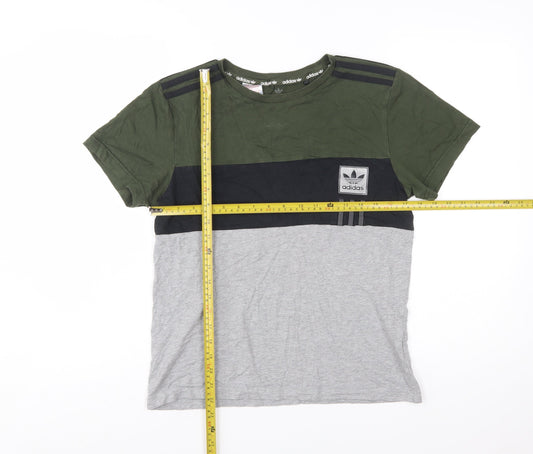 Adidas Boys Multicoloured 13-14 Years Colourblock Logo Cotton T-Shirt