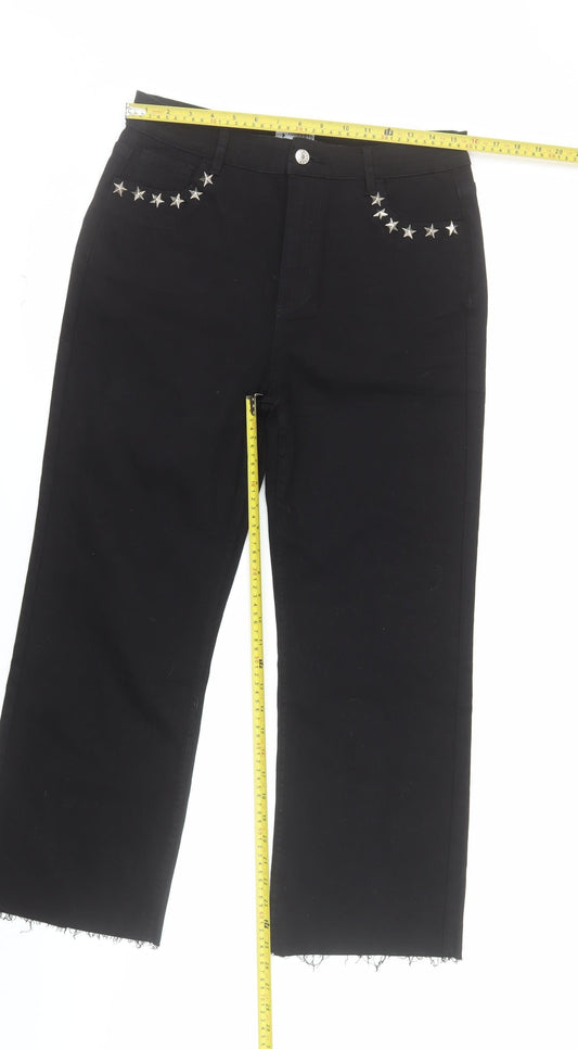 Minueto Women Black 2XL Straight Studded Jeans