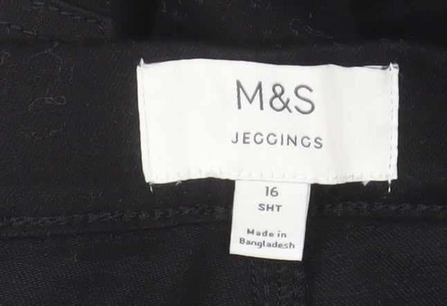 Marks and Spencer Women Black Size 16 Short Jegging Slim Fit Jeans