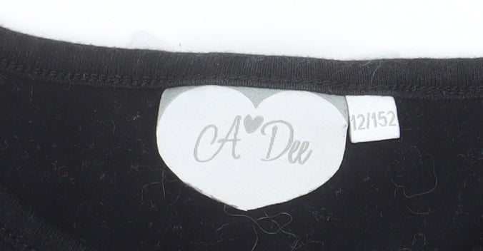 Additional view of A Dee girls’ black long sleeve tunic top with bow detail, size 12, years
