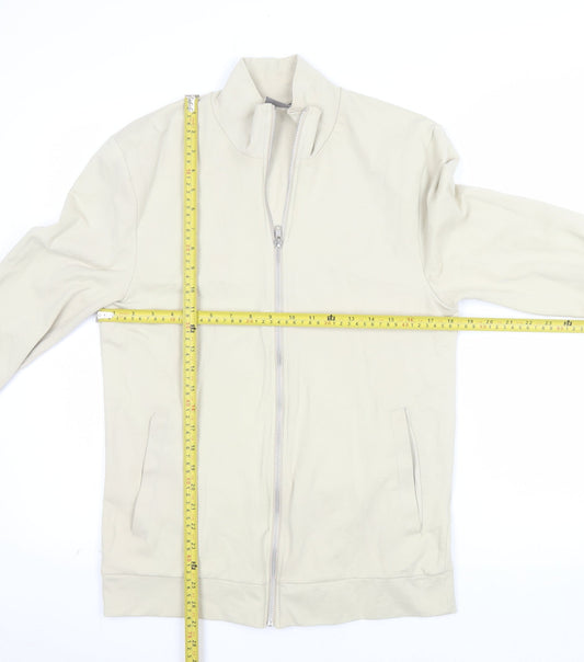 ASOS Men Beige Full Zip Sweatshirt Medium High Neck Cotton Blend